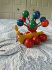 Vintage Kouvalias Wooden Pull Toy Colorful Balls On Springs Made In Greece