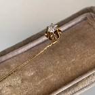 Art Deco 14k Yellow Gold Over Buttercup Set Diamond Stick lapel Pin For Unisex