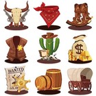  18 Pieces Cowboy Centerpiece For Birthday Party West Tables Western