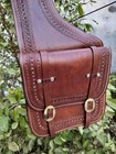 Western  Attractive Brown Leather Tooled Saddle Bag For Horse