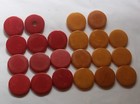 Vtg Bakelite Backgammon Checkers Marbled Red   Butterscotch 22 Chip Set