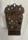 Vintage Cast Iron Wall Mounted Hanging Black Match Box Holder Decorative
