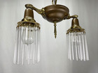 Rewired Ornate Antique Vtg Arts   Crafts Deco Victorian Crystal Chandelier 2 Arm