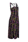 Banjanan - Black W  Pink   Yellow Floral Print Sleeveless Midi Dress Sz M