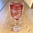 Vintage Mark J  Sudduth Hand Blown Art Glass Candleholder Cranberry Pink Signed