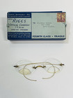 Vintage antique Round Gold Tone Wire Rim Eyeglasses With Box