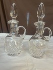 Vtg Pair Of Stuart England Crystal Cruets W  Stoppers Euc 7    To Top Of Stopper