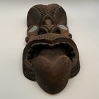 Authentic Hand Carved Maori Tiki Mask Wall Hang New Zealand Statue 1973 Benjes