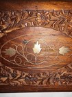 Vintage Hand Carved Indian  likely Kashmir  Wooden Jewelry Trinket Box