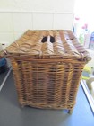 Vintage Wicker Fishing Basket Seat Ideal Logs Or Shoes 48cms X 35cms X 33cms
