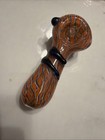 3 5    Heavy Glass Tobacco Pipe     Forest Orange Free Ship    handmade