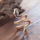 Shining Exquisite Spiral Twisted Golden Snake Cz Embellished Open Ring Alloy