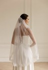 White Fingertip Length Bridal Wedding Veil Tulle Lace Edge Elegant Lace Design