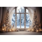 Winter Christmas Rustic Photography Backdrop Xmas Tree Snow Background Banner