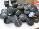 Vtg Olympus Om Camera Accessory Lot Cap Manual Flash Hood Untested As-is