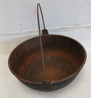 Antique Cast Iron Cooking  Pot  12  Kettle Bowl Bale Handle Well Used