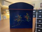 Vintage Ethan Allen Hand Painted Blue Metal Storage Box Made In Italy 
