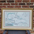 Chart Of The West-indies Islands Americas Map Pirates Herman Moll Framed Art
