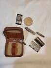 Vintage Mini Leather Shaving   Sewing Kit Safety Razor Germany Zip Case