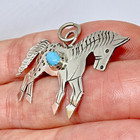 Navajo Horse Turquoise Pendant 1 5in Signed Louise Yazzie Sterling Running Usa