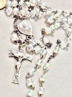Vintage Sterling Signed Jrf Sterling Chain Borealis  Crystal Rosary 59 Beads