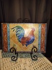 Eleanor Rahim Rooster Design Glass Trivet Vintage