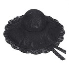 Women Lace Sun Hat Wide Brim Floral Bowler Bucket Hat Foldable One Size Black