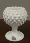Small White Milk Glass Hobnail Vase  Decorative Container Unusual Shape