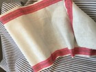 Vtg Red Stripe Linen Towel Fabric Cottage Farmhouse French County  sold By Yard