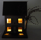Primitive Wooden Lighted Large Painted Farm Saltbox Country Rustic 15  T House