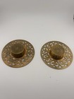 Vintage Brass Candle Holders Heart Design Tea Light Candle Holders Set Of Two