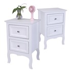 Nightstand Set W  Drawer Wood End Table Storage Bedside Organizer Modern Bedroom