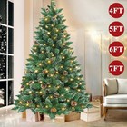 4 5 6 7ft Green Christmas Tree With Lights Pine Cones Snow Flocked Spruce Xmas