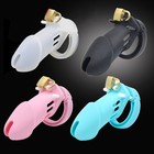 Silicone Male Soft Chastity Cage 5 Sizes Ring Penis Device Locking Restraint Sm
