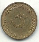 High Grade Au 1950 D German Germany 5 Pfennig Coin-jun215