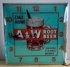 A   W Root Beer Lighted Soda Advertising Clock Free Shipping