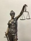 Vintage Bronze Lady Of Justice  Statue With Marble Base Signed A  Mayer 23  Tall