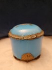 Antique Dithridge Blue Milk Glass Powder Dresser Box Gold Trim Handpainted