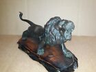 Antique Japanese Bronze Lion Sculpture Signed Meiji Period
