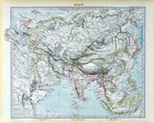 1892 Stieler Map Asia China Japan Korea India Arabia Tibet Nepal Philippines