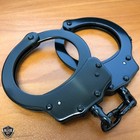 Real Police Handcuffs Double Lock Professional Black Steel Hand Cuffs W  Keys