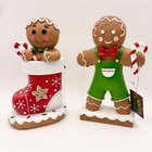 Holly Jolly Christmas Holiday Gingerbread Man Resin Figurines Set Of 2 Stocking
