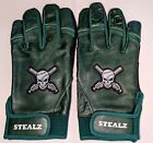 Adult Large Baseball Batting Gloves Single Cuff Dark Green And Black