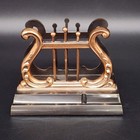 Vtg Lyre Harp Weighted Desktop Letter Pen Holder Desk Organizer Music Lover5 5 l