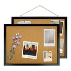 2 Pack Black Cork Bulletin Board 17 7 x13 3  Oak Frame For Office Home School