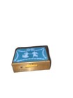 Vintage Brass Pill Box Blue Enamel Lid Classical Figures Trinket Box Battersea
