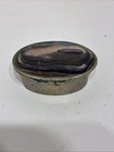 Vintage Mexican Alpaca Silver Abalone Shell Hinged Pill Trinket Box Mexico 1   