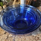 Anchor Hocking Vintage Cobalt Blue Glass Mixing Bowls Set Of 3 Nesting Baking
