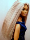 Barbie Doll Wig Size 4 Silky Viscose Ooak Custom  Mauve Blond Brown  214