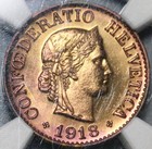 1918 Ngc Ms 65 Switzerland Brass 10 Rappen Mint State Swiss Coin  20052805c 